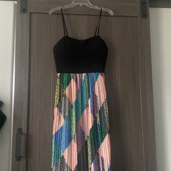 Bariii pleated tribal maxi dress with sweetheart cut size L - Picture 2 of 4